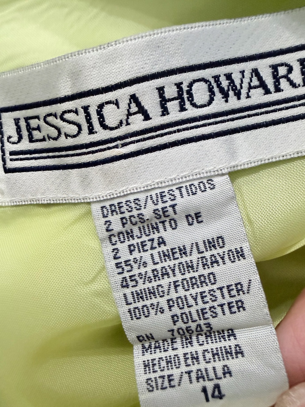 Jessica Howard Lime Green Linen Blend Midi Dress Size 14 - Picture 2 of 7